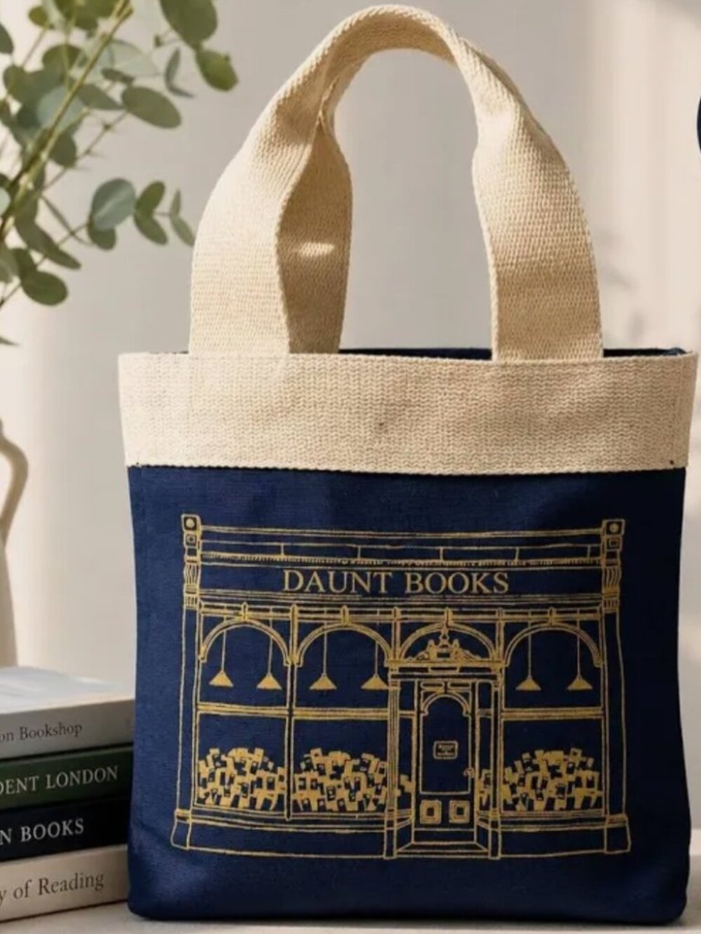 Daunt Books Mini Tote Bag in Navy